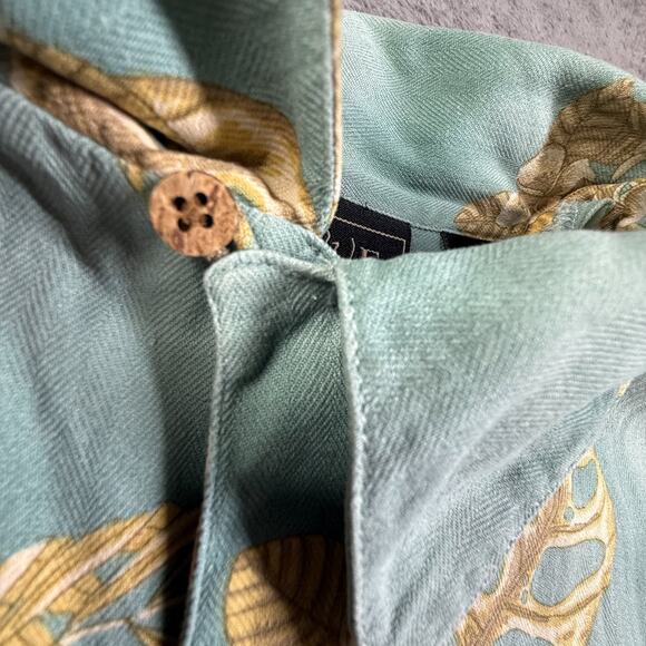 WF Hawaiian Silk Shirt Mens XL Button Up Light Blue Tropical Print Relaxed - Picture 3 of 7